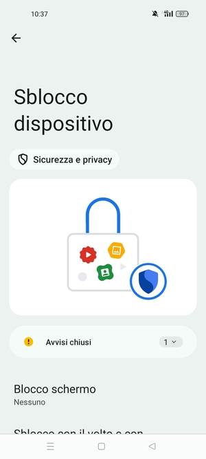 Seleziona Blocco schermo