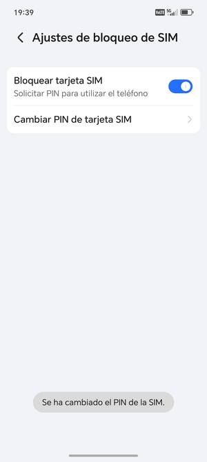 Su PIN de la SIM ha sido cambiado