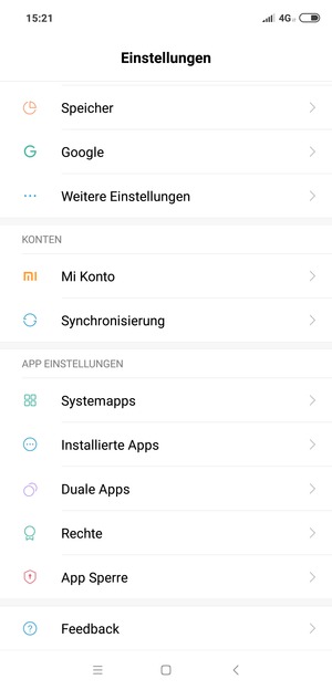 Gehen Sie zurück zum Einstellungen Menü und wählen Sie Synchronisierung