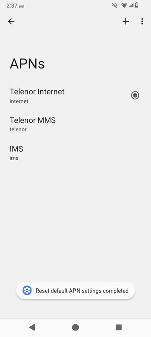 Your phone will reset to default Internet and MMS settings