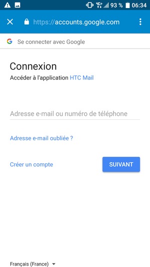 Saisissez votre adresse e-mail et sélectionnez SUIVANT