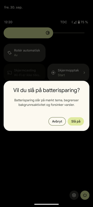 Velg Slå på