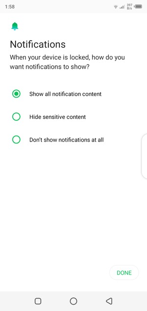 Select your preferred option and select DONE