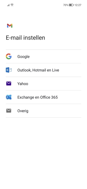 Selecteer Outlook, Hotmail en Live