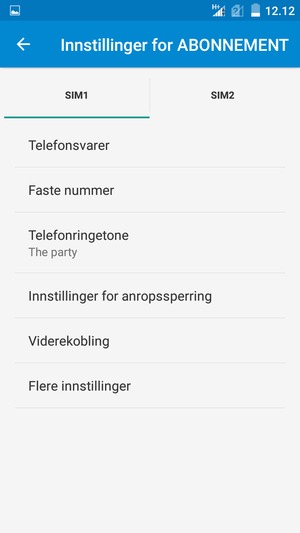 Velg SIM-kort og velg Telefonsvarer
