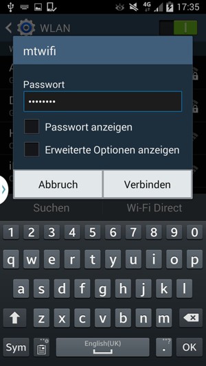 Geben Sie das WLAN-Passwort ein und wählen Sie Verbinden