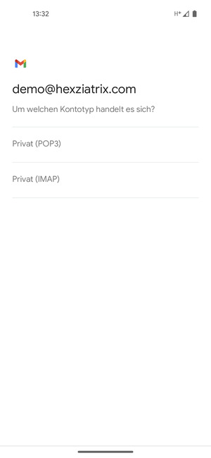 Wählen Sie Privat (POP3) oder Privat (IMAP)