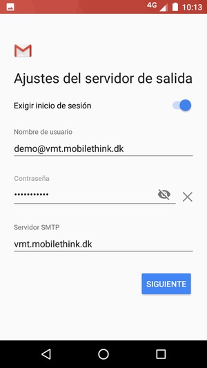 Introduzca la dirección de servidor saliente
