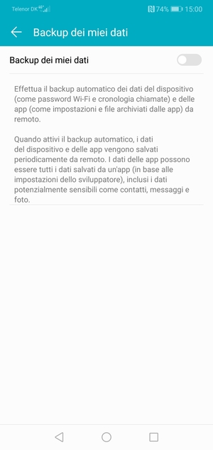 Attiva Backup dei miei dati