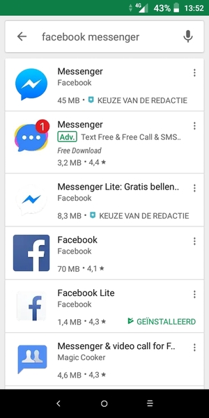Selecteer de app