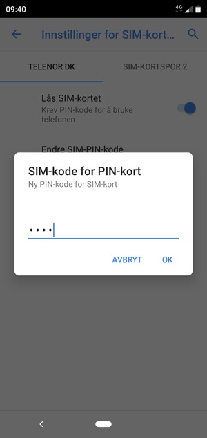 Skriv inn Ny PIN-kode for SIM-kort og velg OK