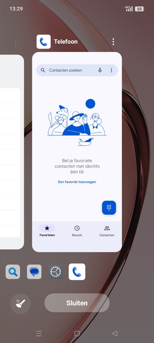 Selecteer Sluiten om alle actieve apps te sluiten