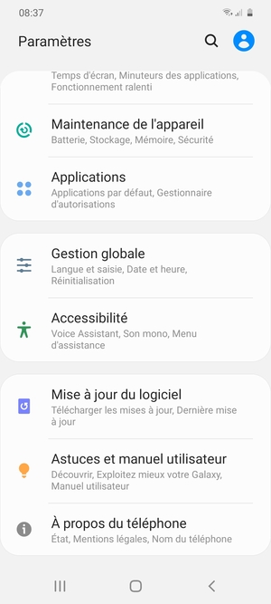 Faites défiler et sélectionnez Mise à jour du logiciel