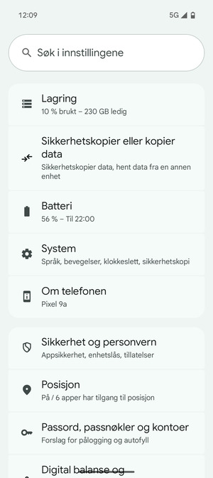 Bla til og velg System