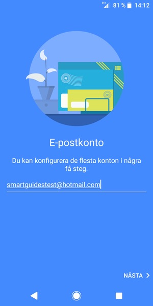 Ange din Hotmail-adress och välj NÄSTA