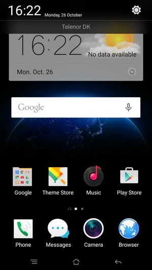 Slide down the top menu