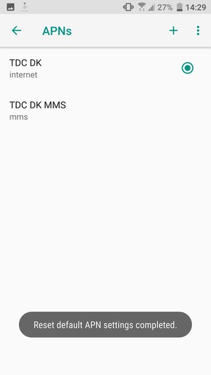 Your phone will reset to default Internet and MMS settings