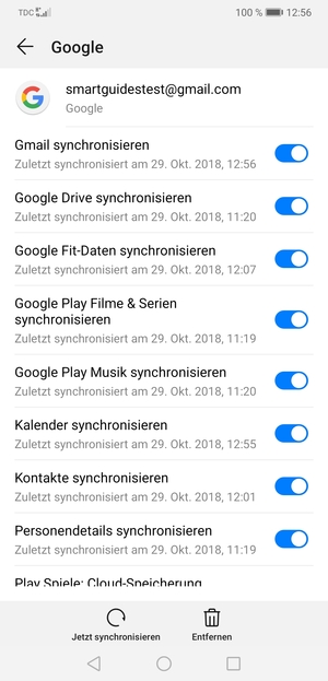 Wählen Sie Jetzt synchronisieren