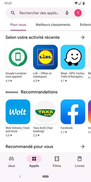 Sélectionnez la barre de Recherche