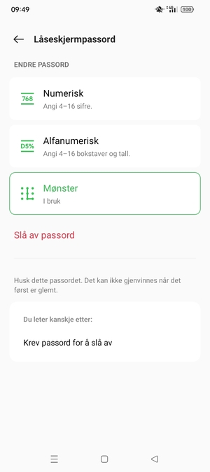 Telefonen din er nå sikret med en skjermlås