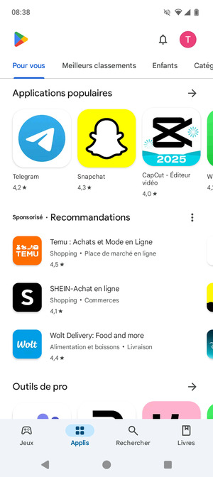 Sélectionnez Rechercher