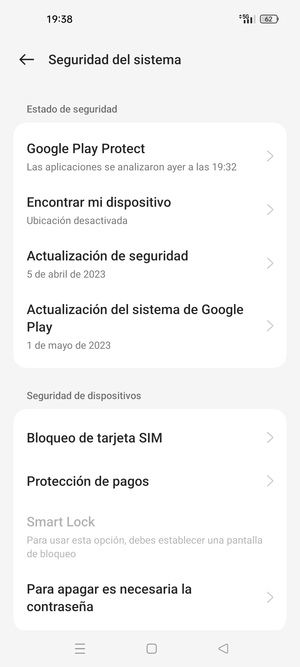 Seleccione Bloqueo de tarjeta SIM