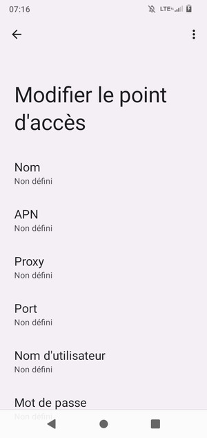 Saisissez les informations Internet