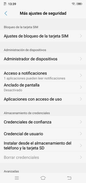 Seleccione Ajustes de bloqueo de la tarteta SIM