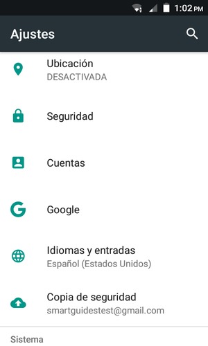 Desplácese y seleccione Seguridad