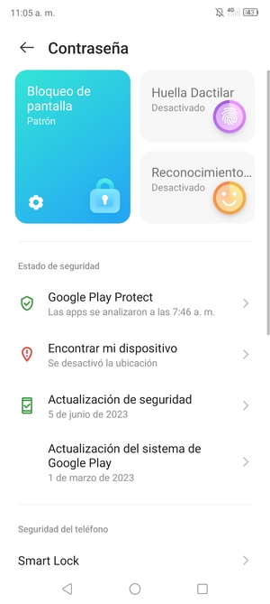 El teléfono ha sido asegurado con un bloqueo de pantalla