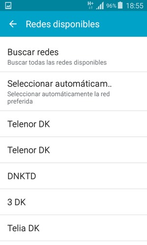 Seleccione un operador de red de la lista
