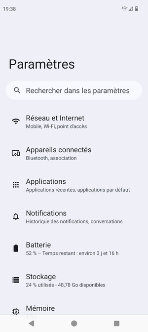 Sélectionnez Réseau et Internet