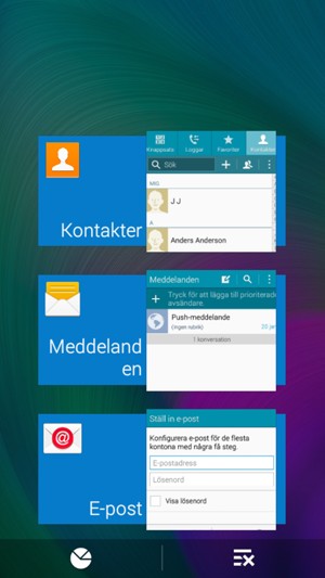 Tryck på ikonen Radera för att stänga alla appar som körs