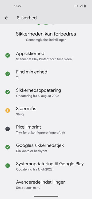 Scroll til og vælg Avancerede indstillinger