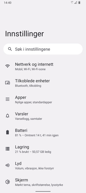 Velg Nettverk og internett