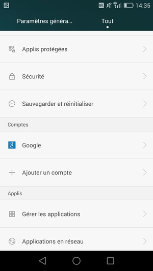 Sélectionnez Google