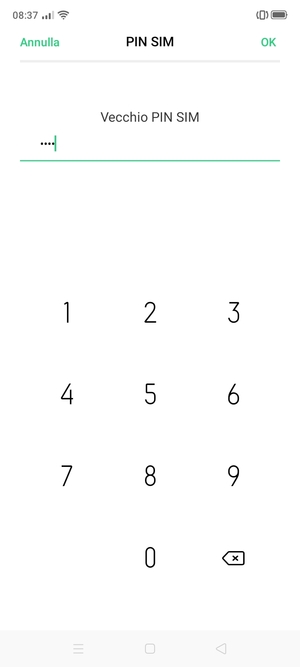 Inserisci Vecchio PIN SIM e seleziona OK