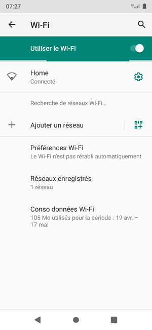 Vous êtes maintenant connecté au réseau Wi-Fi