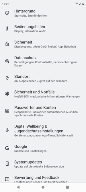 Scrollen Sie und wählen Sie Passwörter und Konten