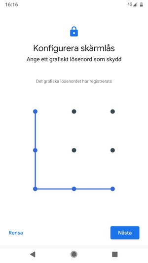 Rita ett upplåsningsmönster och välj Nästa