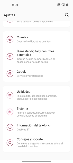 Desplácese y seleccione Sistema