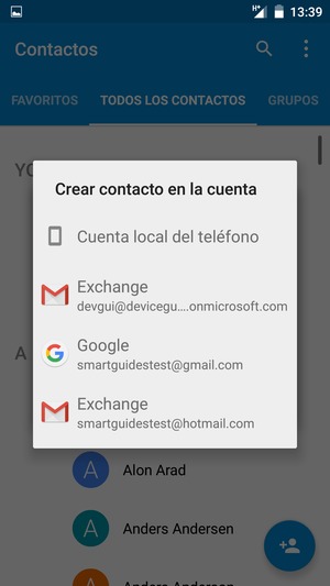 Seleccione su cuenta Google