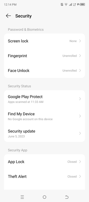 Select Screen lock