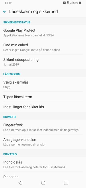 Vælg Vælg skærmlås