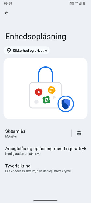 Din telefon er nu sikret med en skærmlås
