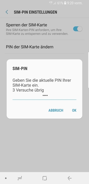 Geben Sie Ihre Aktuelle SIM-PIN ein und wählen Sie OK