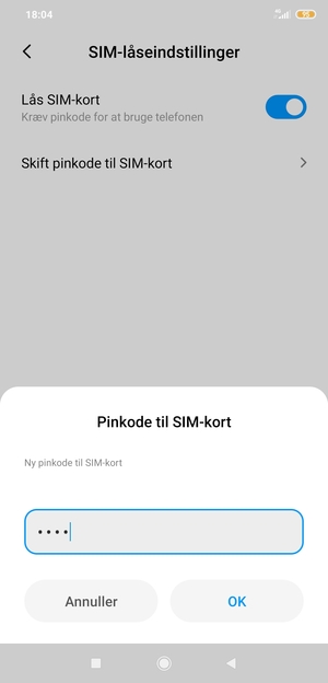 Indtast din Nye pinkode til SIM-kort og vælg OK