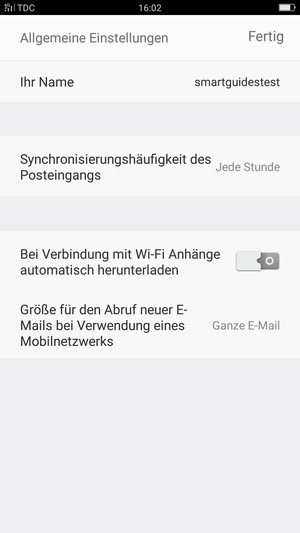 Geben Sie Ihren Namen ein und wählen Sie Fertig