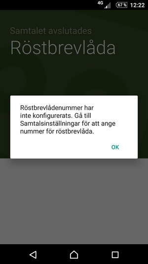 Om din röstbrevlåda inte är installerad, välj OK