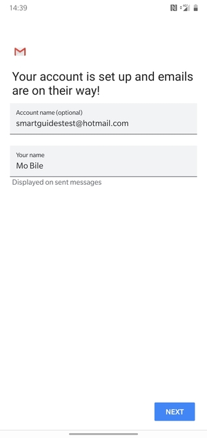 Give your account a name and enter your name. Select NEXT